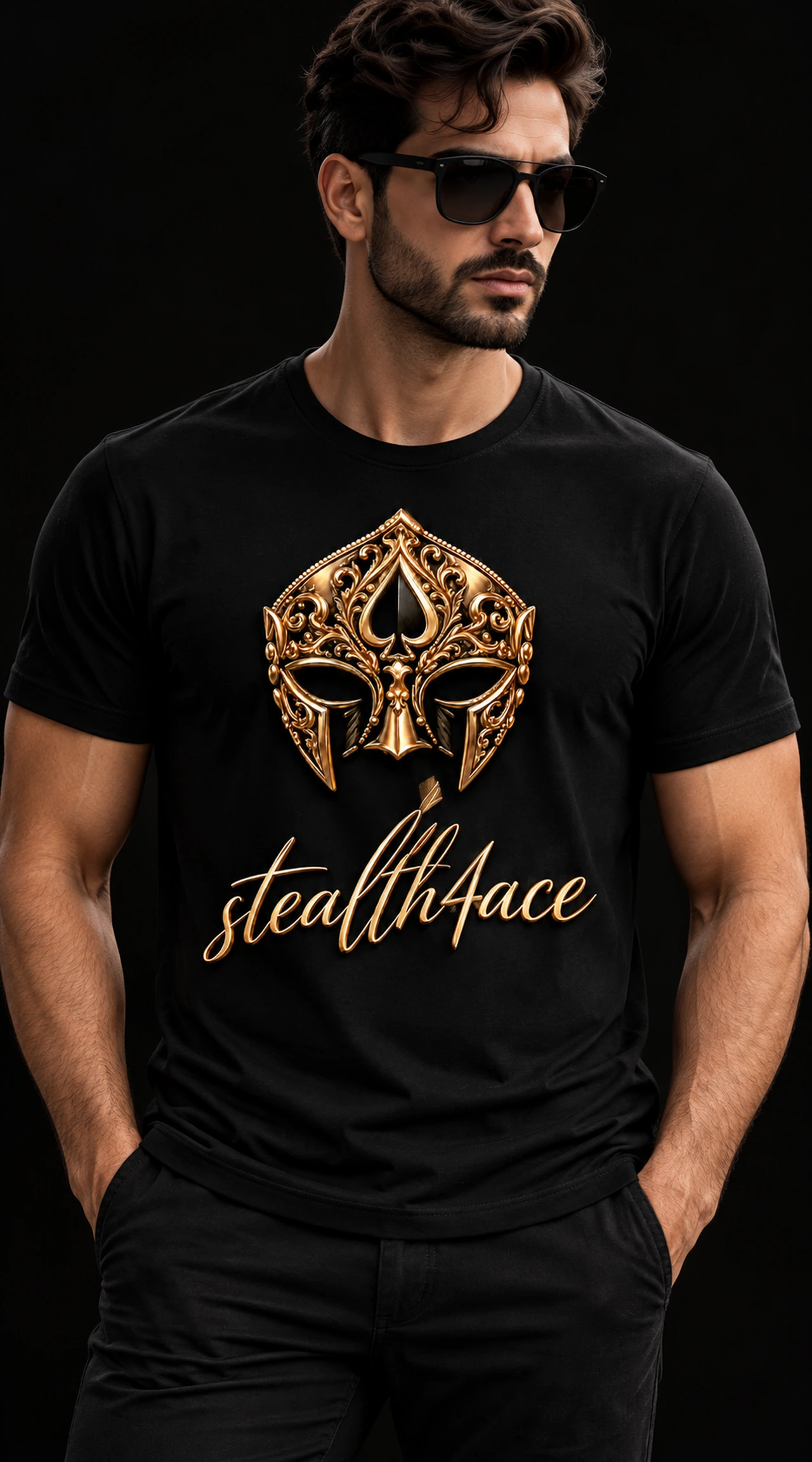 Men’s Signature T-shirt, Black, signature mask design concept