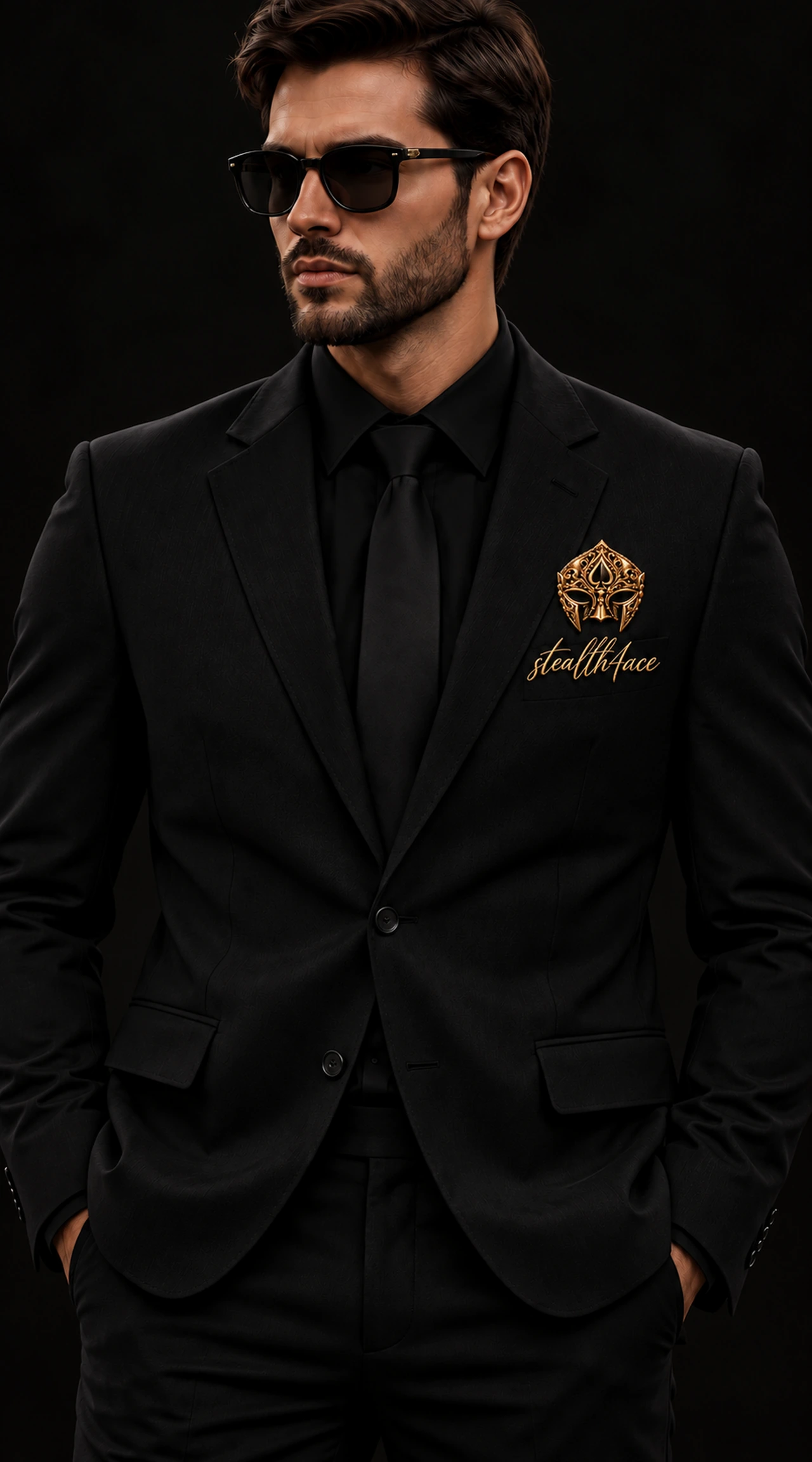 Men’s Collection Dress jacket, Black, signature mask design concept