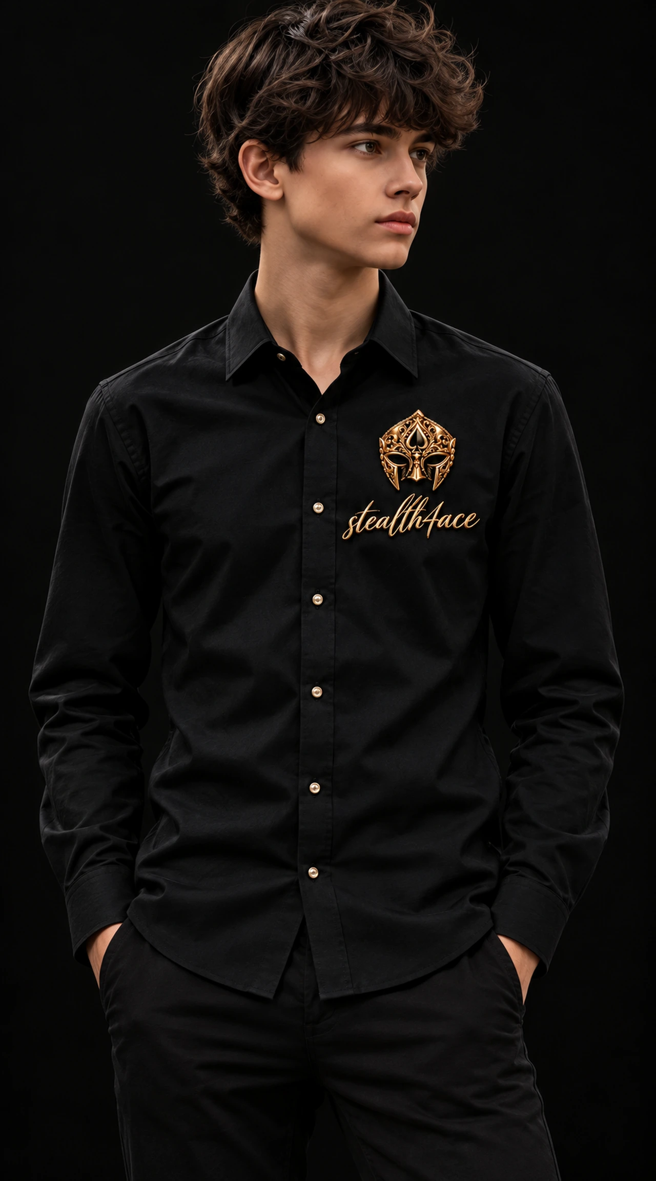 Teen Boys’ Collection Dress shirt, Black, signature mask design concept