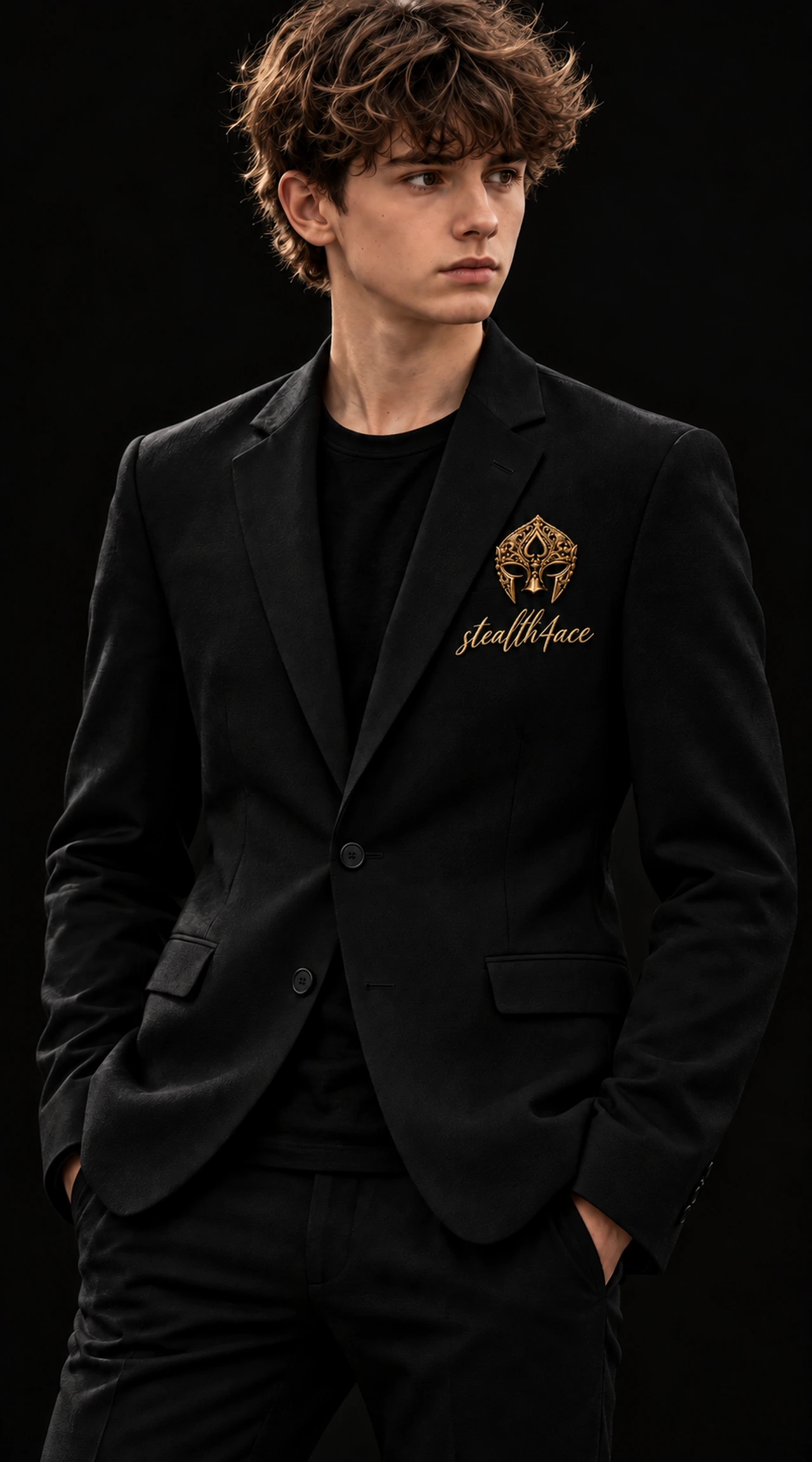 Teen Boys’ Collection Dress jacket, Black, signature mask design concept